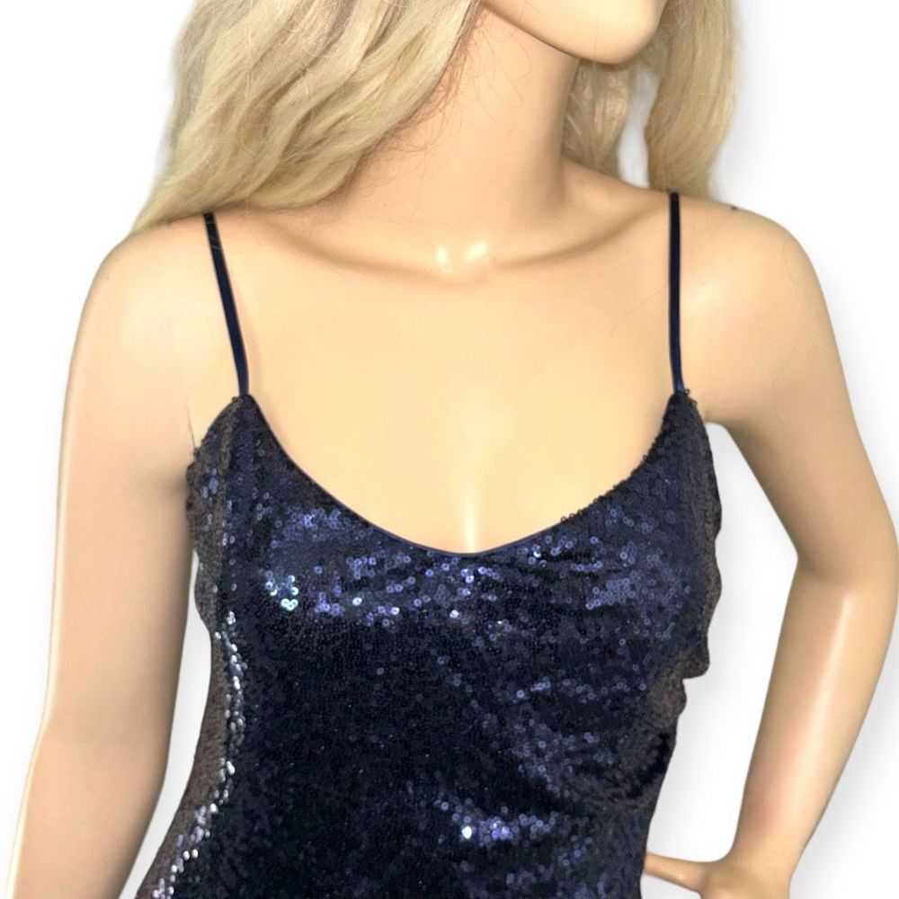 LULUS Disco Nights Sequin Bodycon Mini Dress in Navy Blue Size Med NEW - Picture 9 of 16